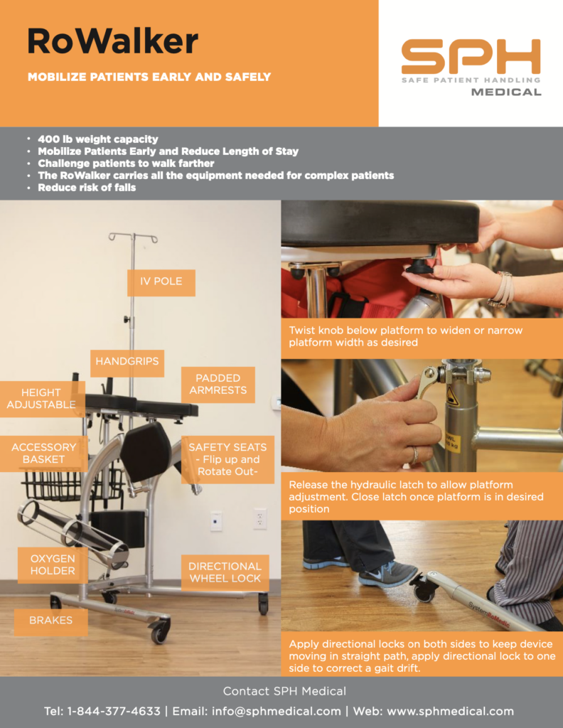 The SPH Medical RoWalker supports IV and Oxygen 