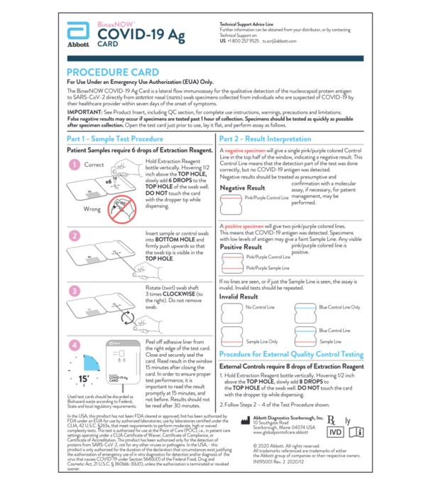 Covid-19 Test BinaxNOW by Abbott