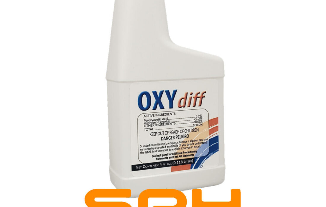 Oxydiff kills C. diff spores in 2 minutes and does not contain bleach or amonia.