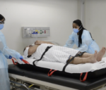 Two caregivers can easily reposition or transfer a patient