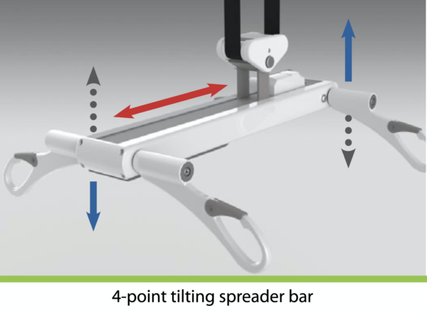 HC Bariatric ceiling lift includes the 4 point tilting spreader bar