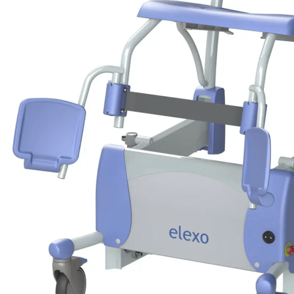 Elexo Shower Toilet Chair with the footrests up