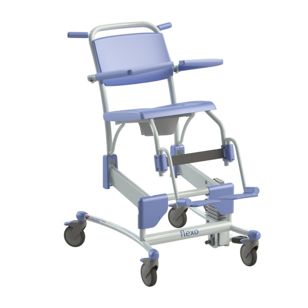 The Flexo is an easy to use adjustable shower and toileting chair