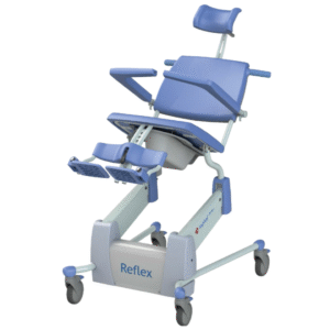 Reflex Adjustable Shower Toilet Chair enables all day patient care from toileting to showering