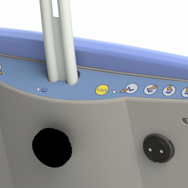 Reflex Adjustable Shower Toilet Chair has onboard controls