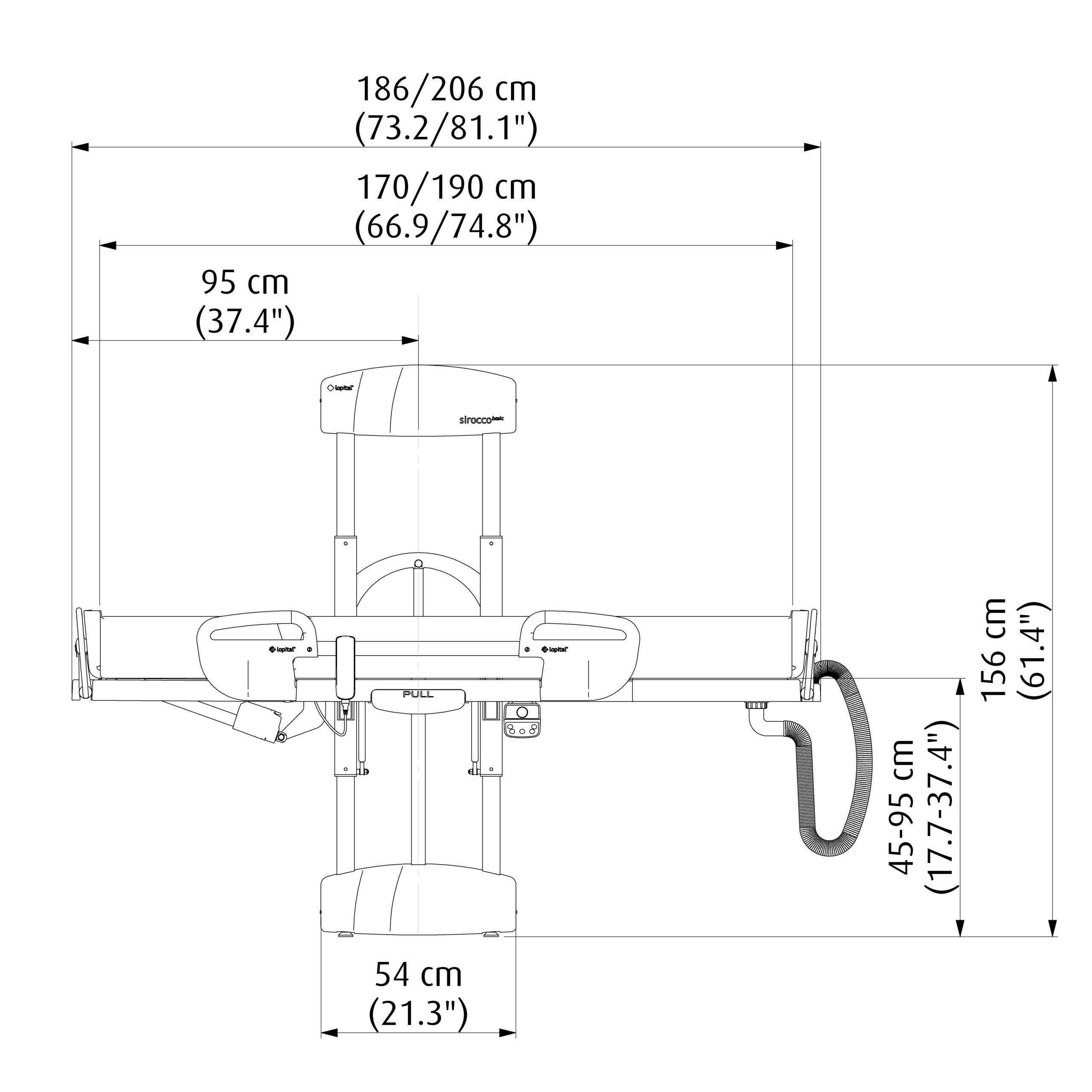 Sirocco-Basic-Shower-Stretcher 7 Dimensions