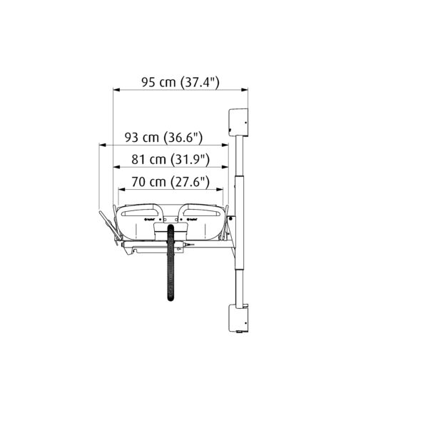 Sirocco-Basic-Shower-Stretcher 8 Dimensions from side