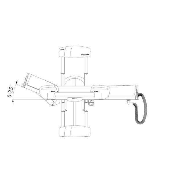 Sirocco Deluxe Shower Stretcher front view of angled back adjutment