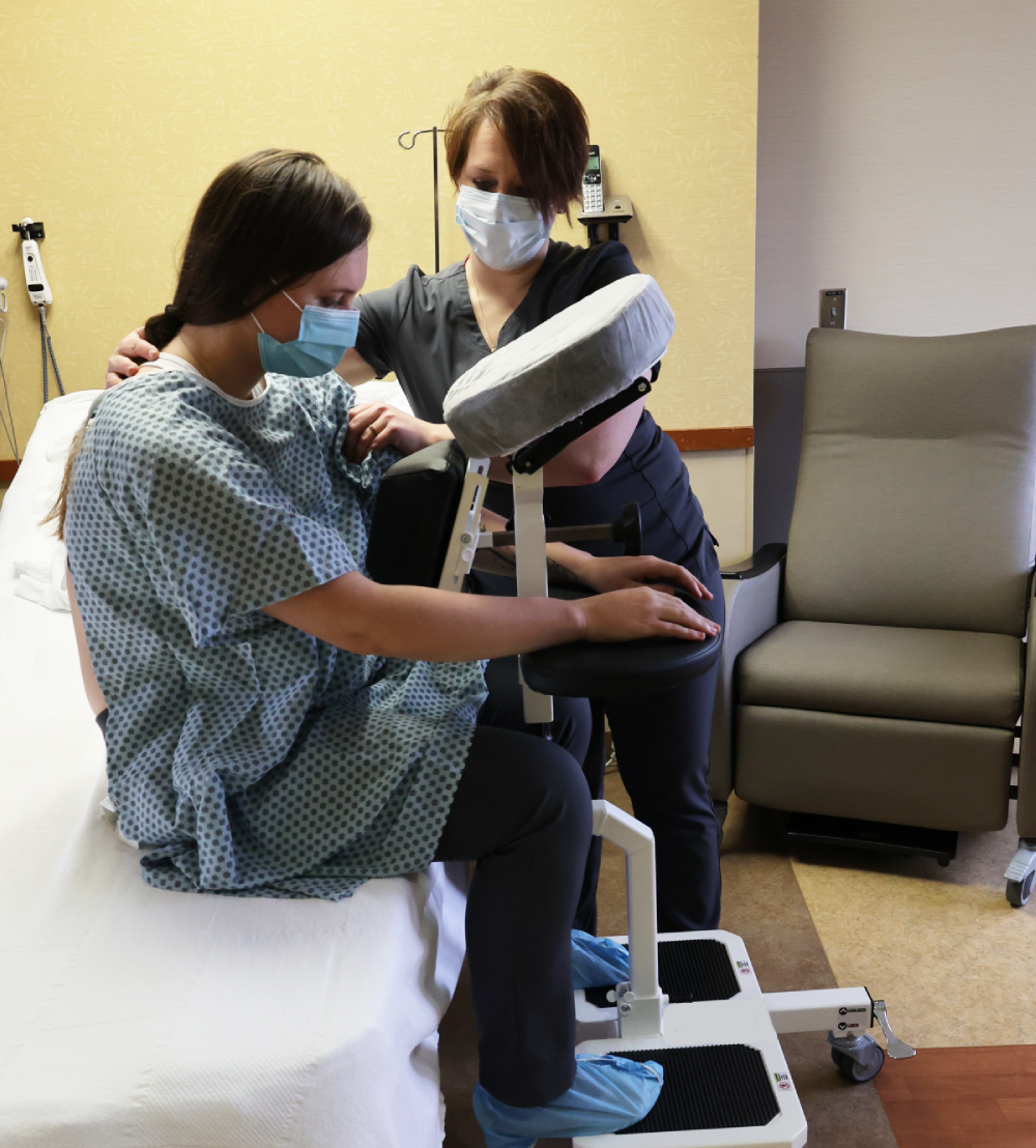 The SPH Medical Epidural Positioning Chair in action